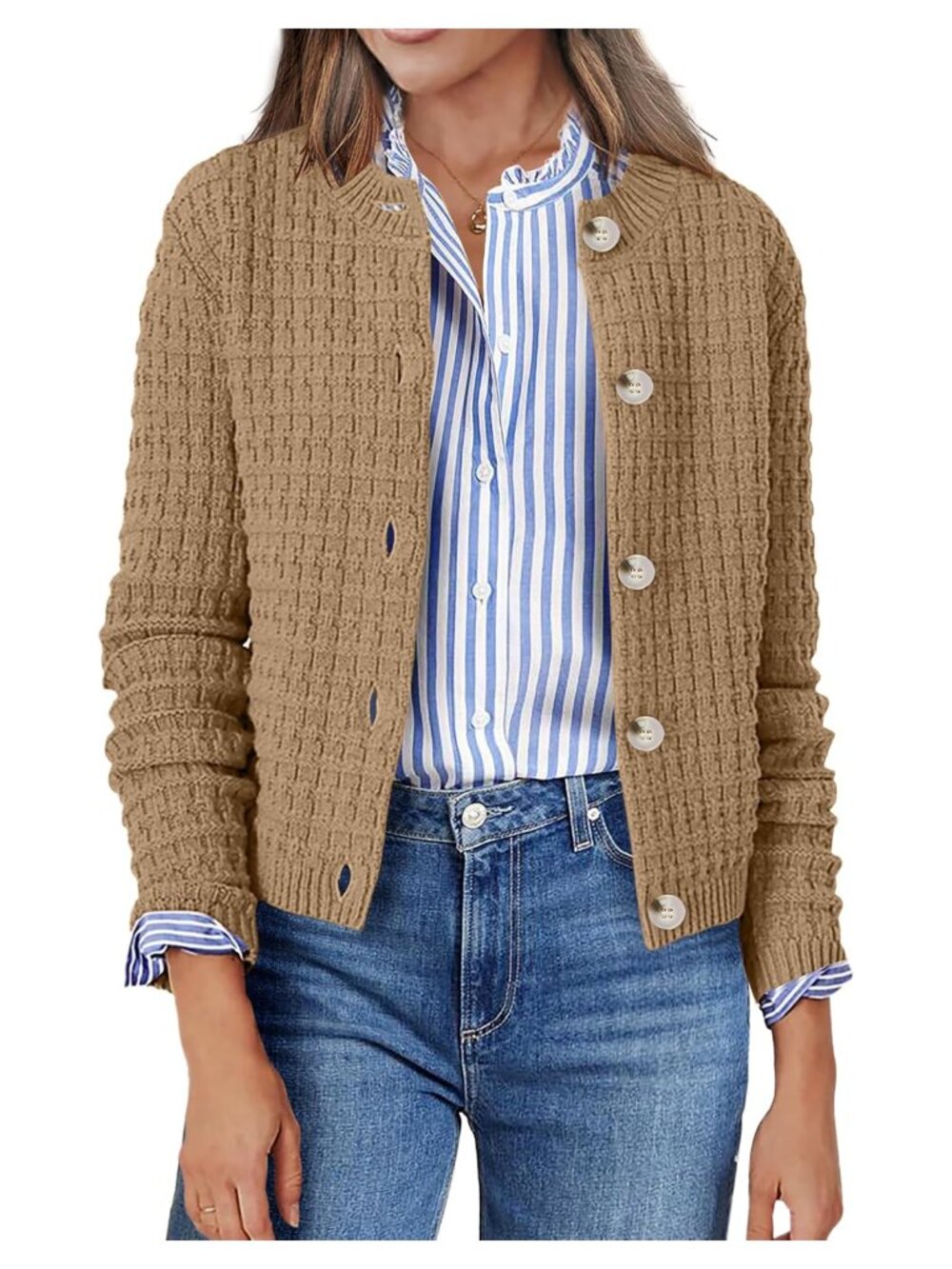 Zeagoo Soft Knit Cropped Cardigan Sweater Jacket